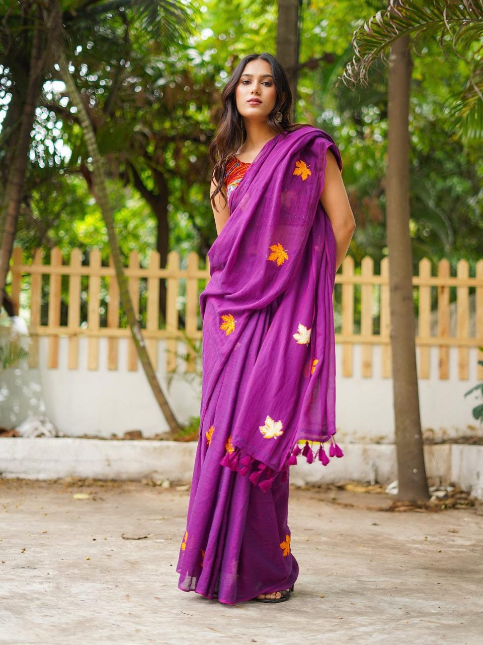 MUL MUL COTTON EMBROIDERY SAREE