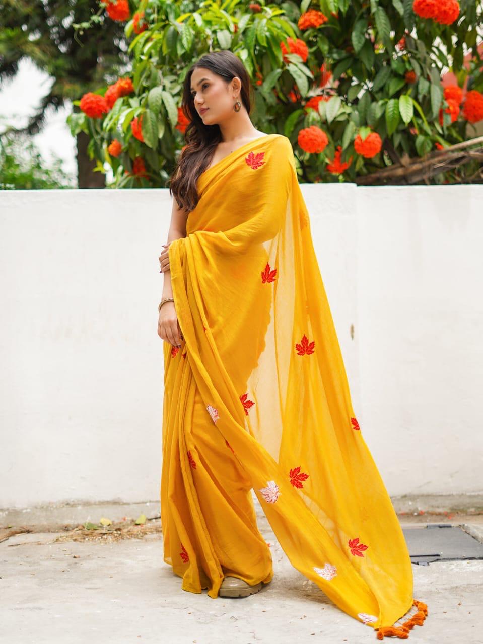 MUL MUL COTTON EMBROIDERY SAREE