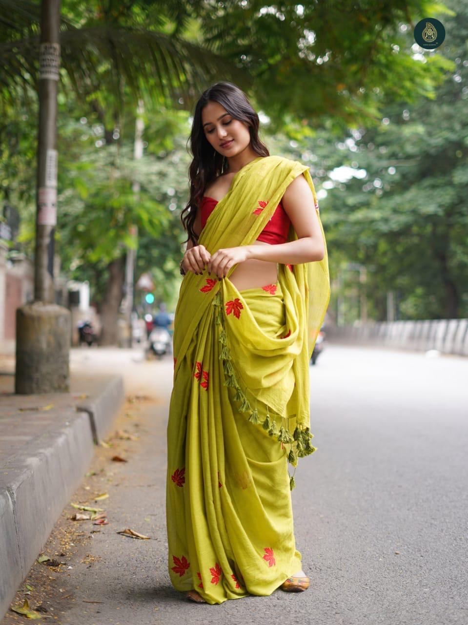 Mul Mul Cotton Embroidery Saree – Soft Elegance for Everyday Grace