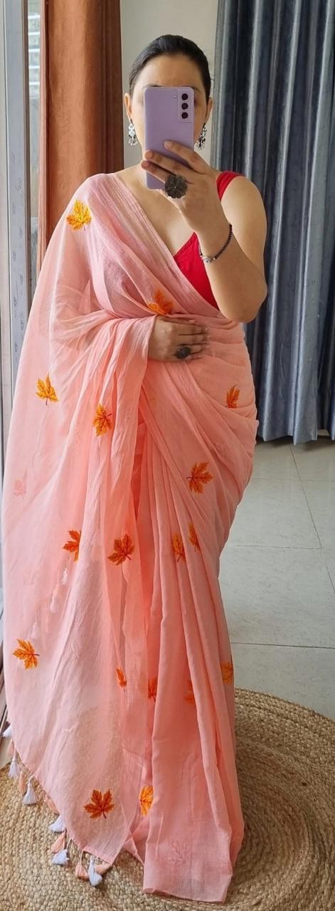 MUL MUL COTTON EMBROIDERY SAREE