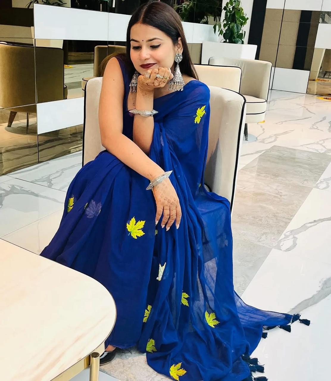 MUL MUL COTTON EMBROIDERY SAREE