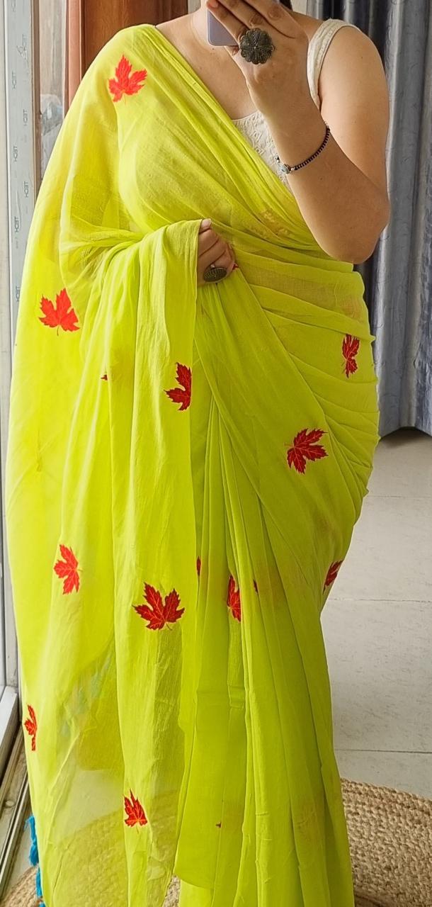 MUL MUL COTTON EMBROIDERY SAREE