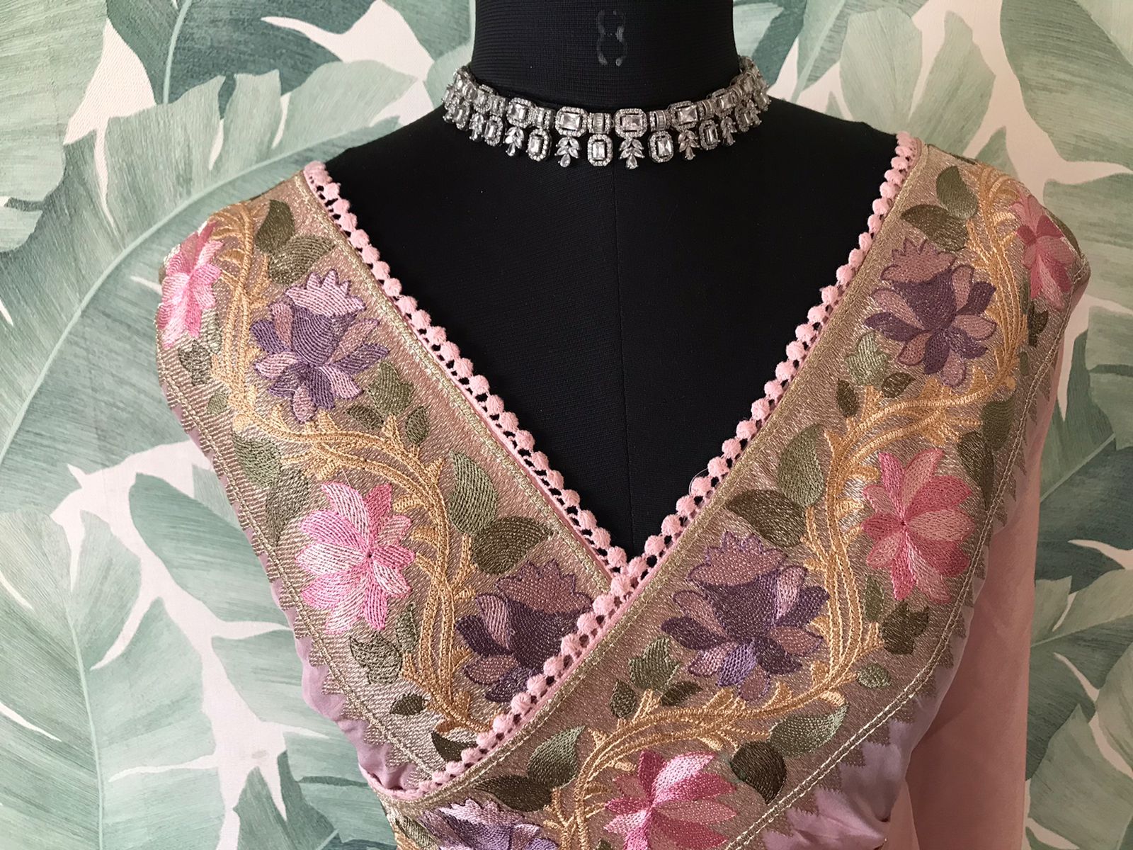 Premium Pure Banarasi Zari Tissue Silk Saree with Lotus Embroidery