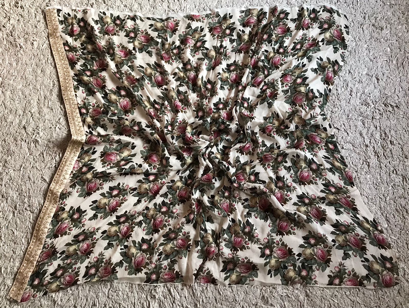 Sabyasachi Inspired Off White Pure Chinnon Silk Saree