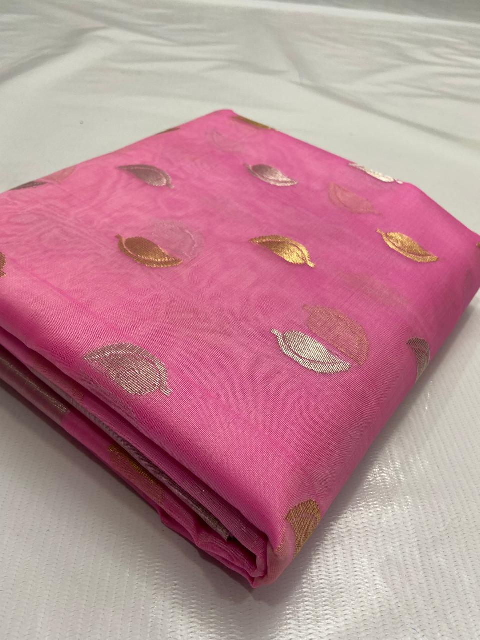 Premium Katan Silk Saree with All Over Silver & Gold Zari Ghani Butte, Patella Border & Jhad Palla