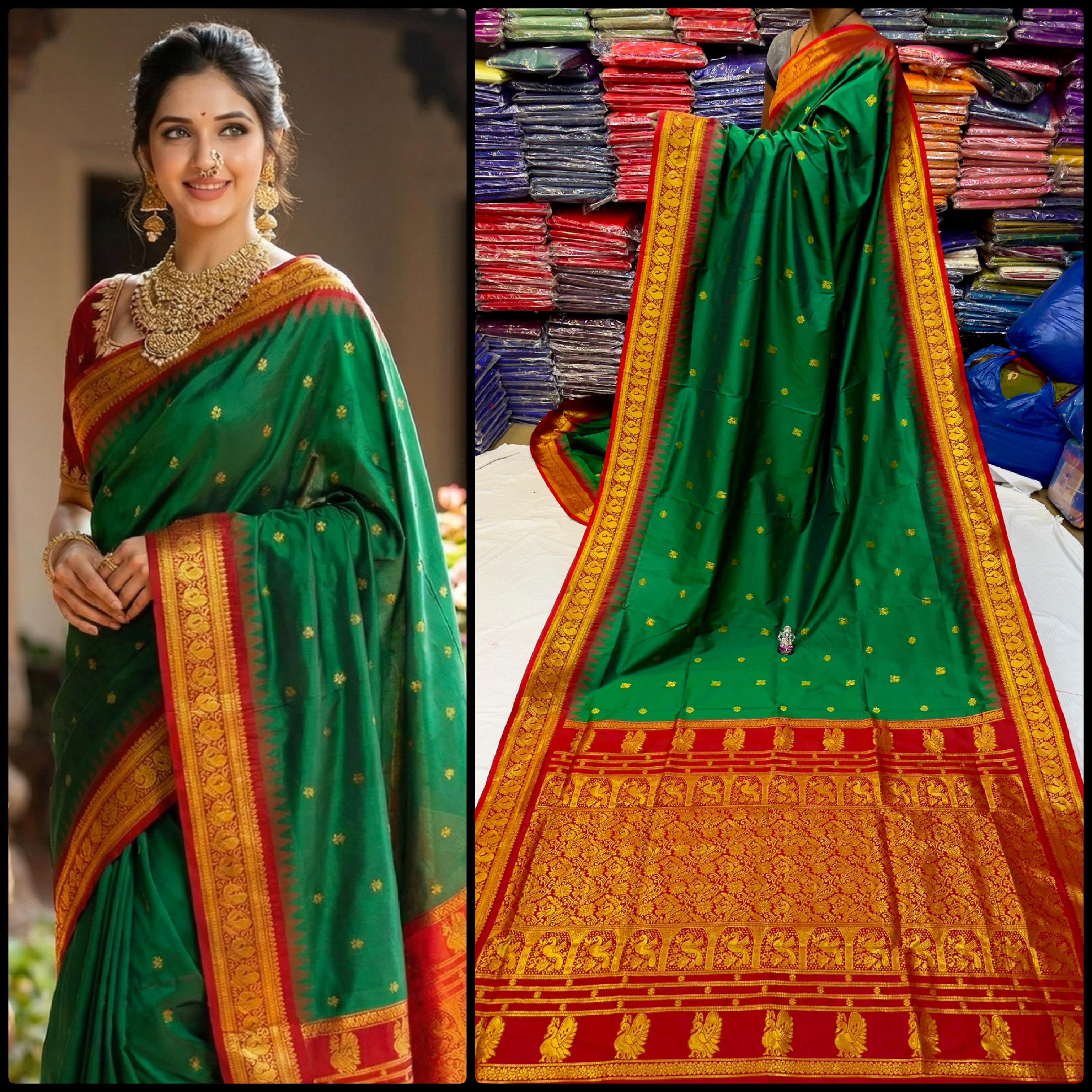Beautiful Half Silk Gadwal Paithani Premium Soft Katan Silk Saree