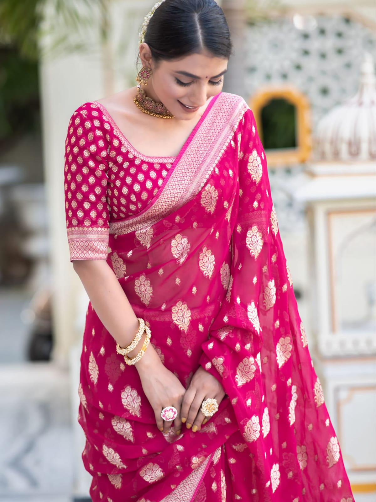 Beautiful Soft Semi Georgette Silk Woven Premium Quality Saree