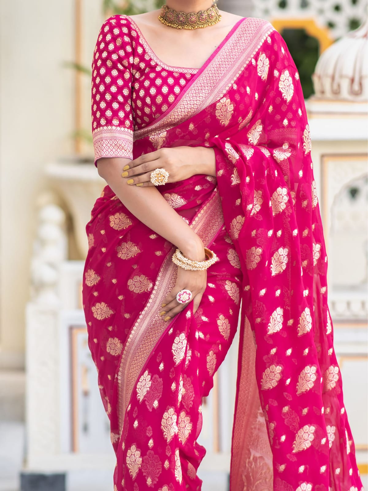 Beautiful Soft Semi Georgette Silk Woven Premium Quality Saree