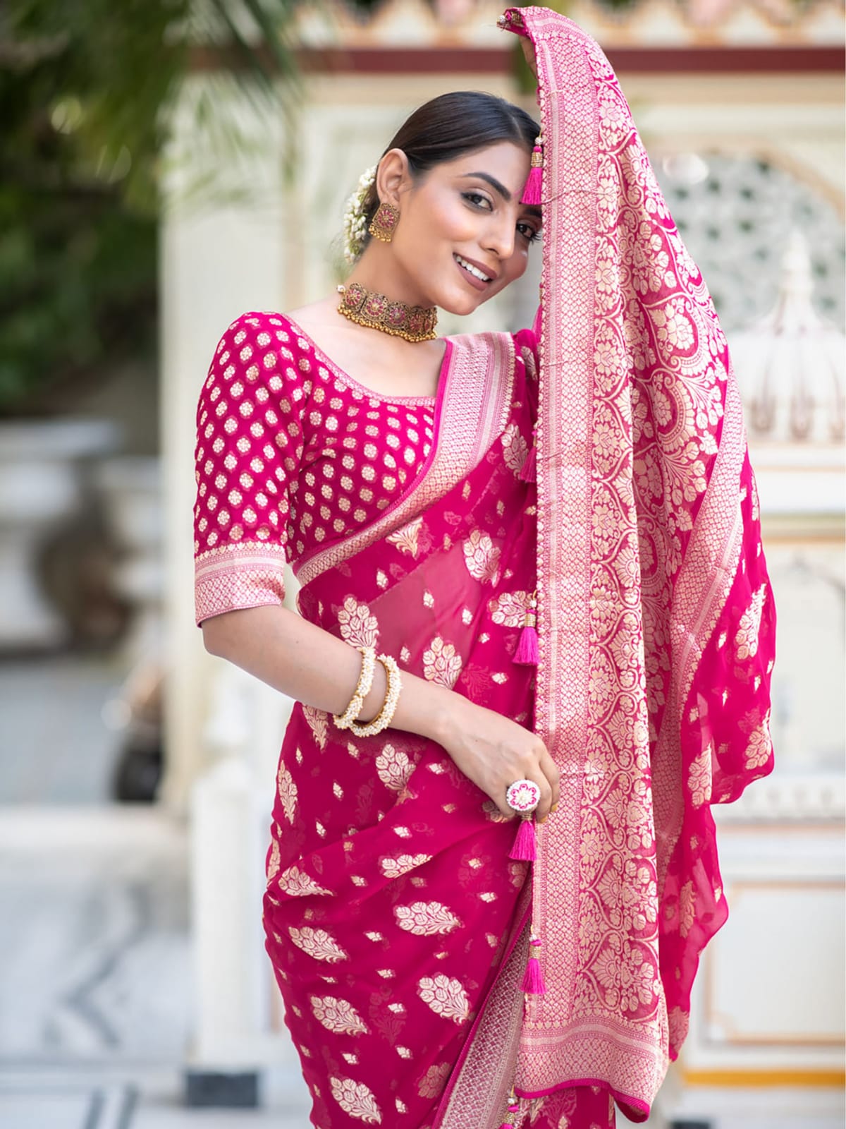 Beautiful Soft Semi Georgette Silk Woven Premium Quality Saree