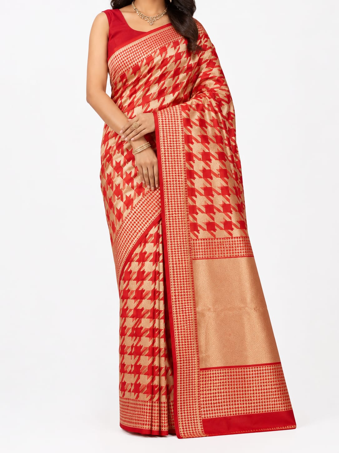 Red Pure Katan Silk Woven Saree with Elegant Traditional Weaving and Rich Pallu for Wedding & Festive Wear