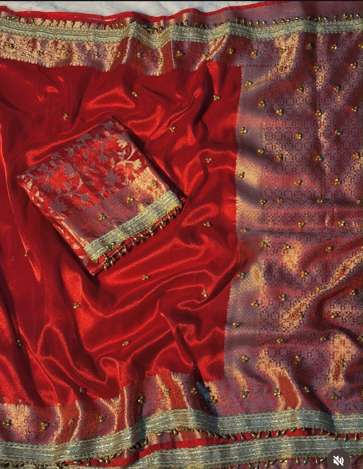 Red Beautiful Soft Tissue Silk Ghughru Work Party Wear Saree