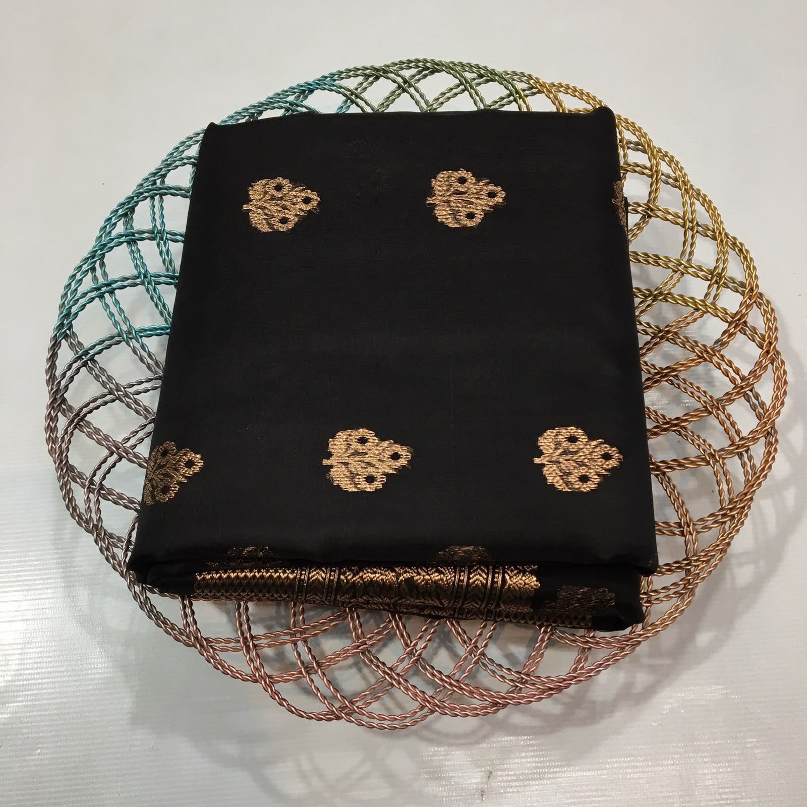 Chanderi Handloom Katan Silk Saree With All-Over Meenakari Butta, Traditional Nakshi Border & Taraz Pallu