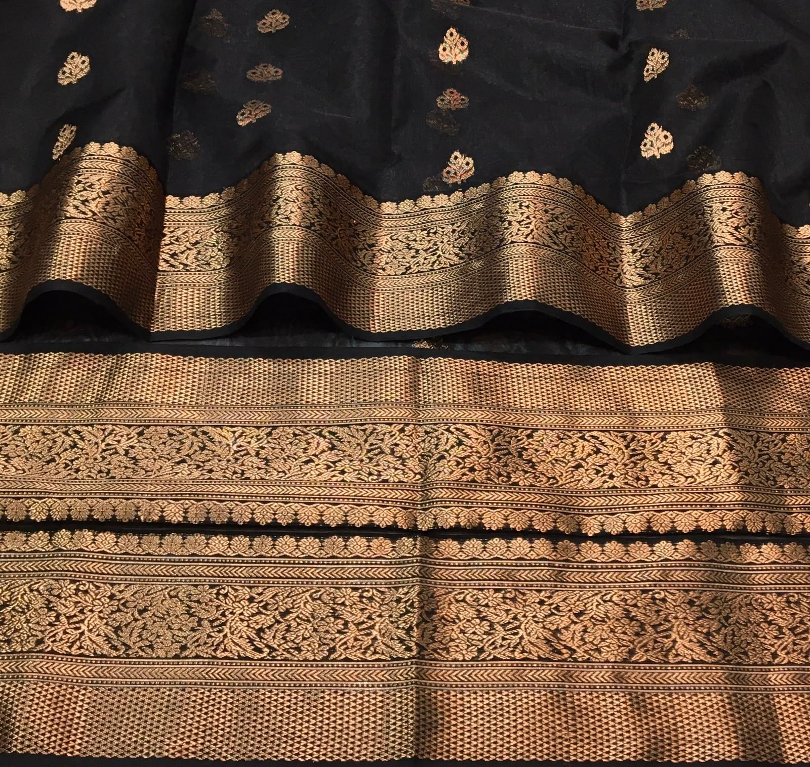 Chanderi Handloom Katan Silk Saree With All-Over Meenakari Butta, Traditional Nakshi Border & Taraz Pallu