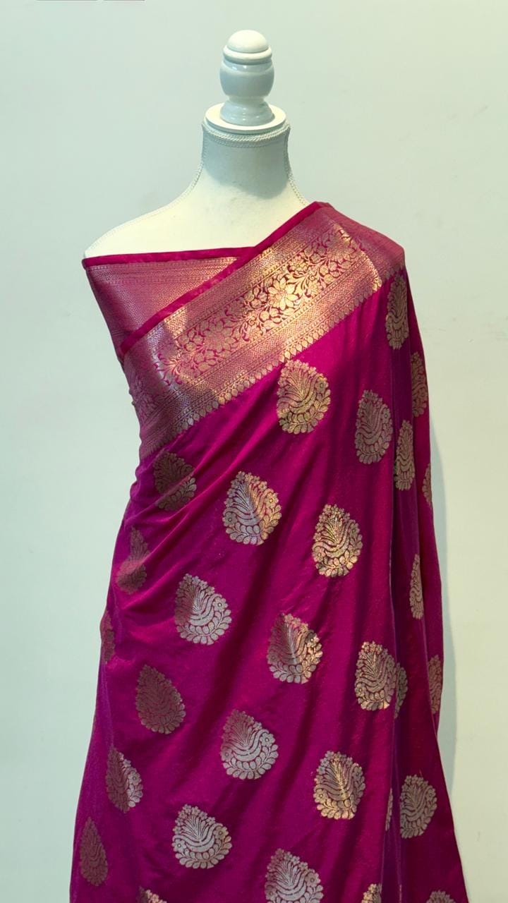 Exclusive Banarasi Katan Dyeable Silk Buta Saree