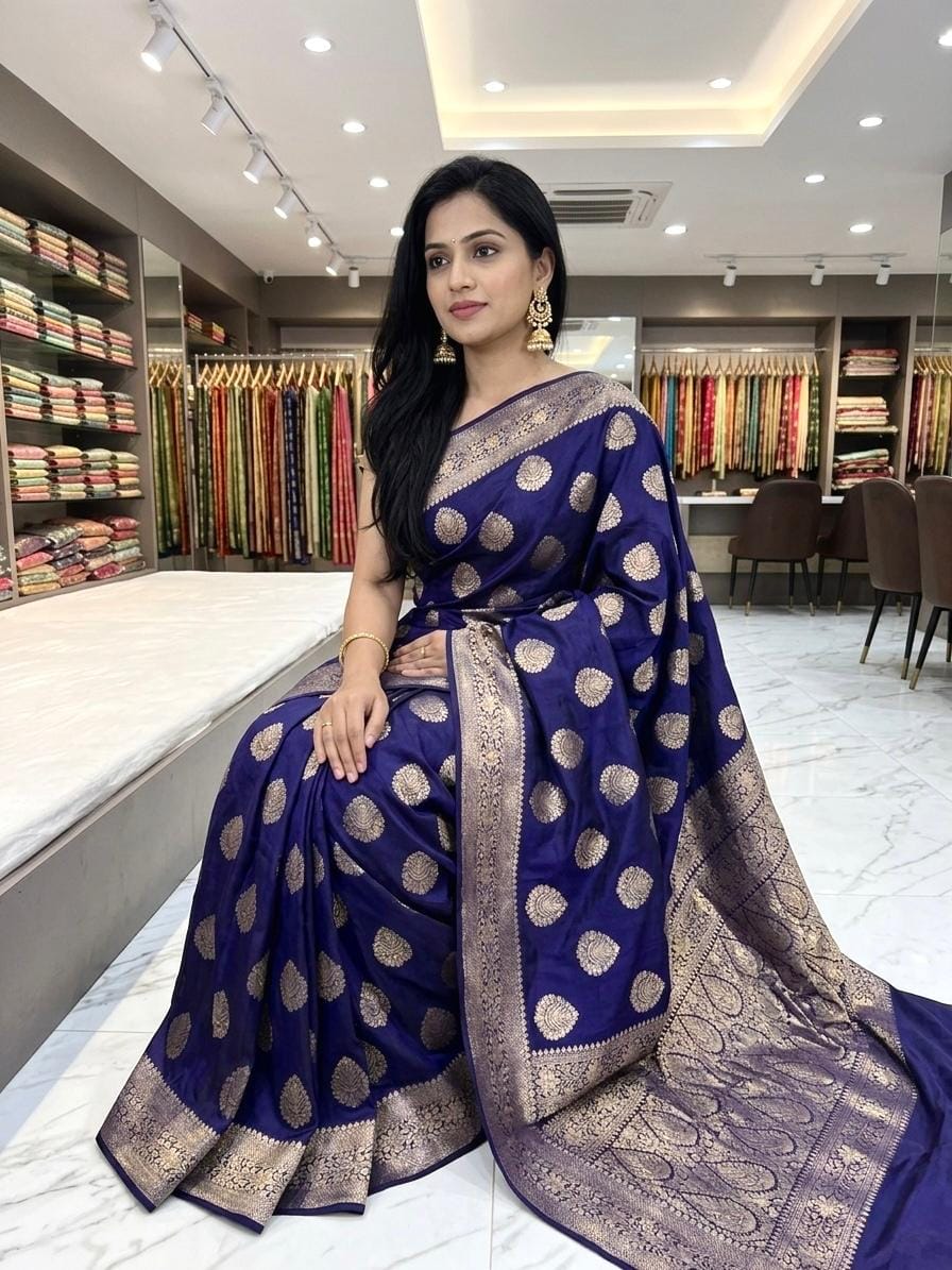 Exclusive Banarasi Katan Dyeable Silk Buta Saree