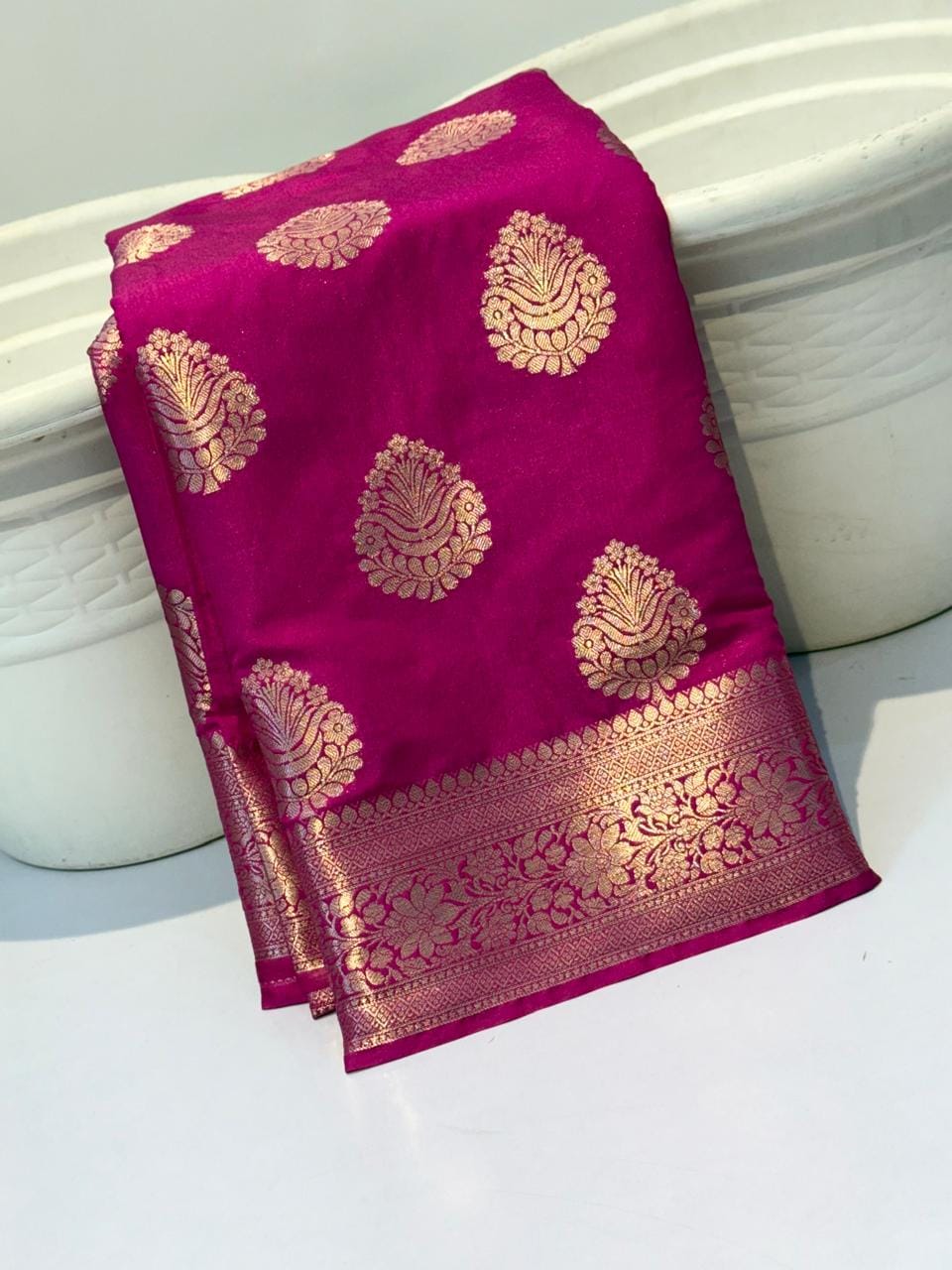 Exclusive Banarasi Katan Dyeable Silk Buta Saree