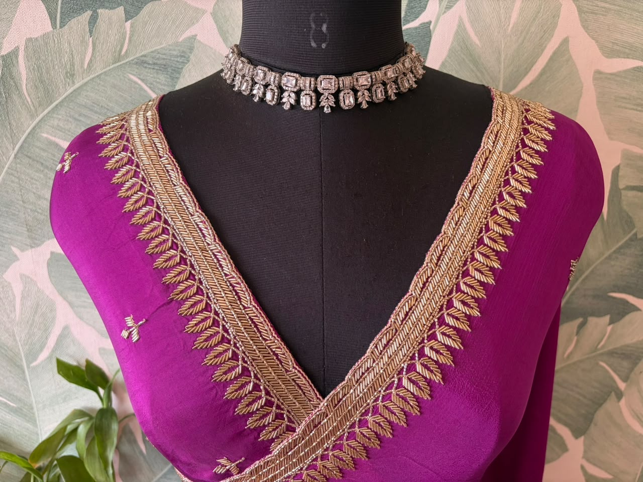 Premium Pure Chinnon Silk Saree With Intricate Cut Daana Handwork