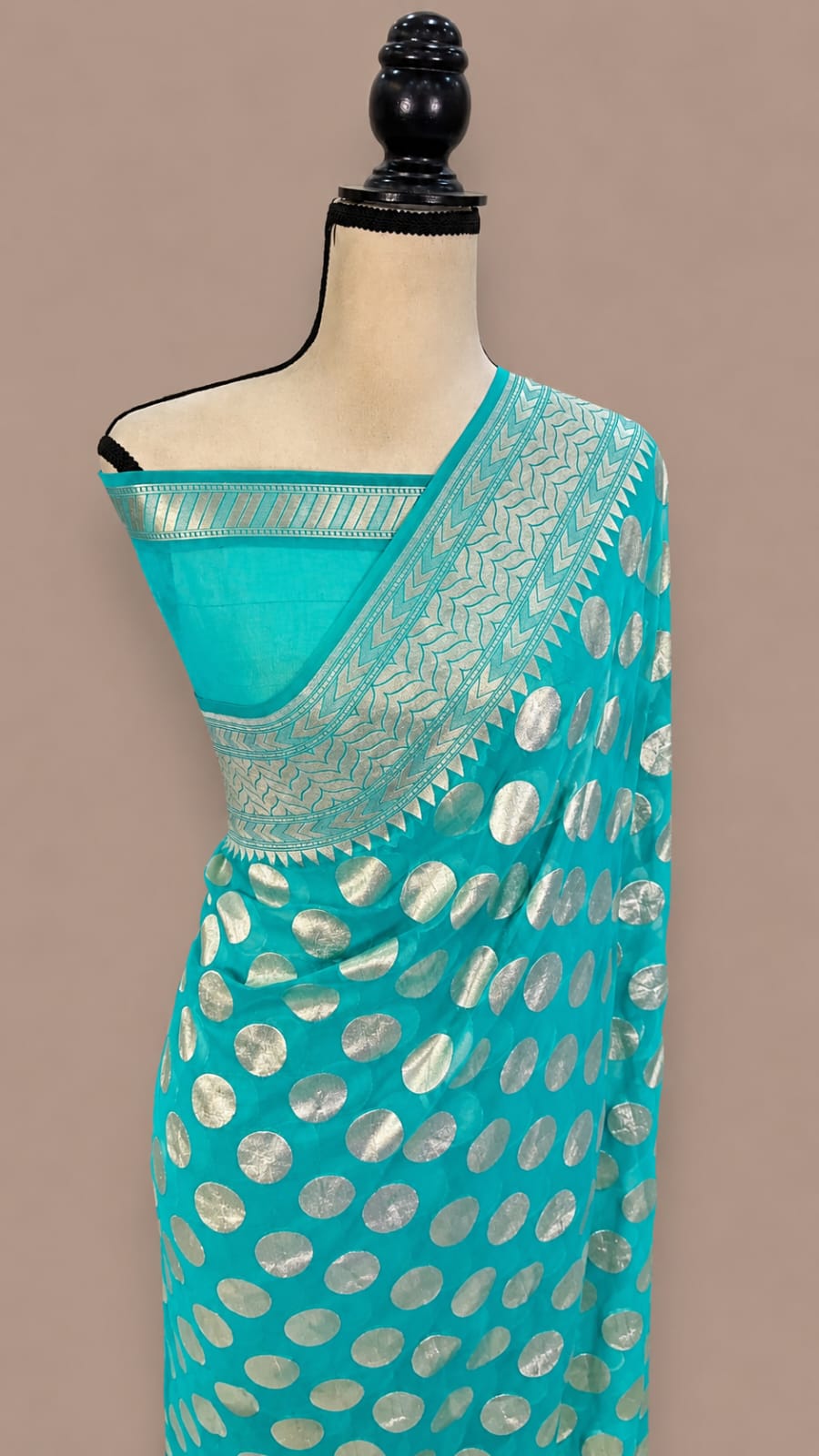 Premium Banarasi Semi Georgette Silk Saree – Elegant Water Zari Weaving