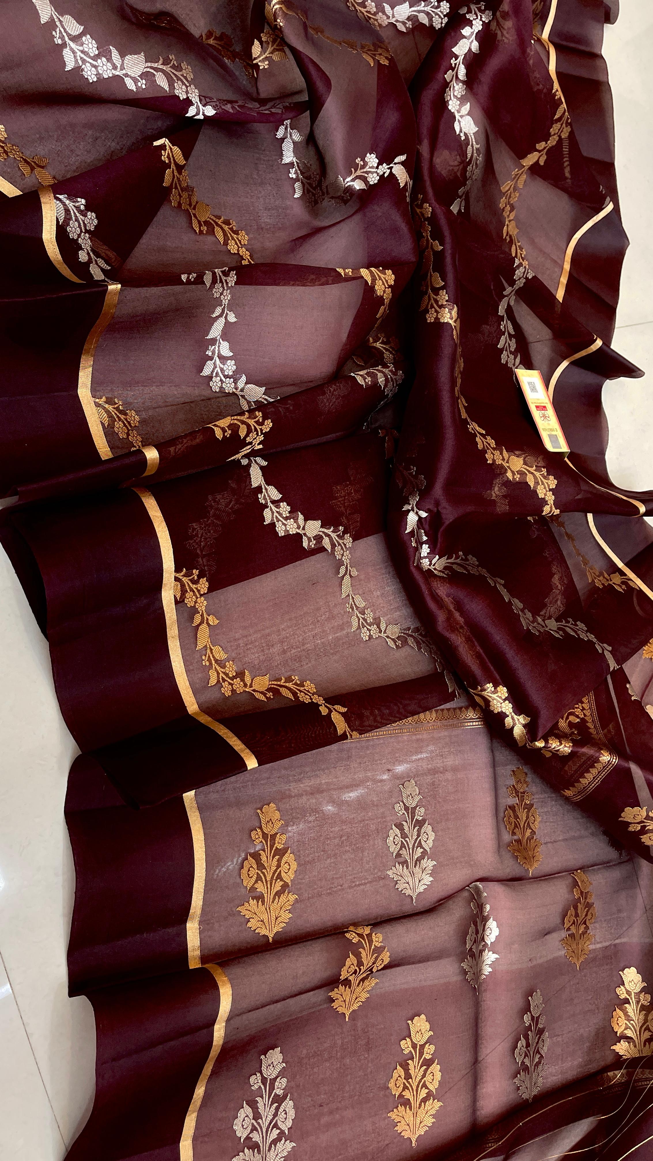 Banarasi Pure Handloom Kora Organza Silk Saree