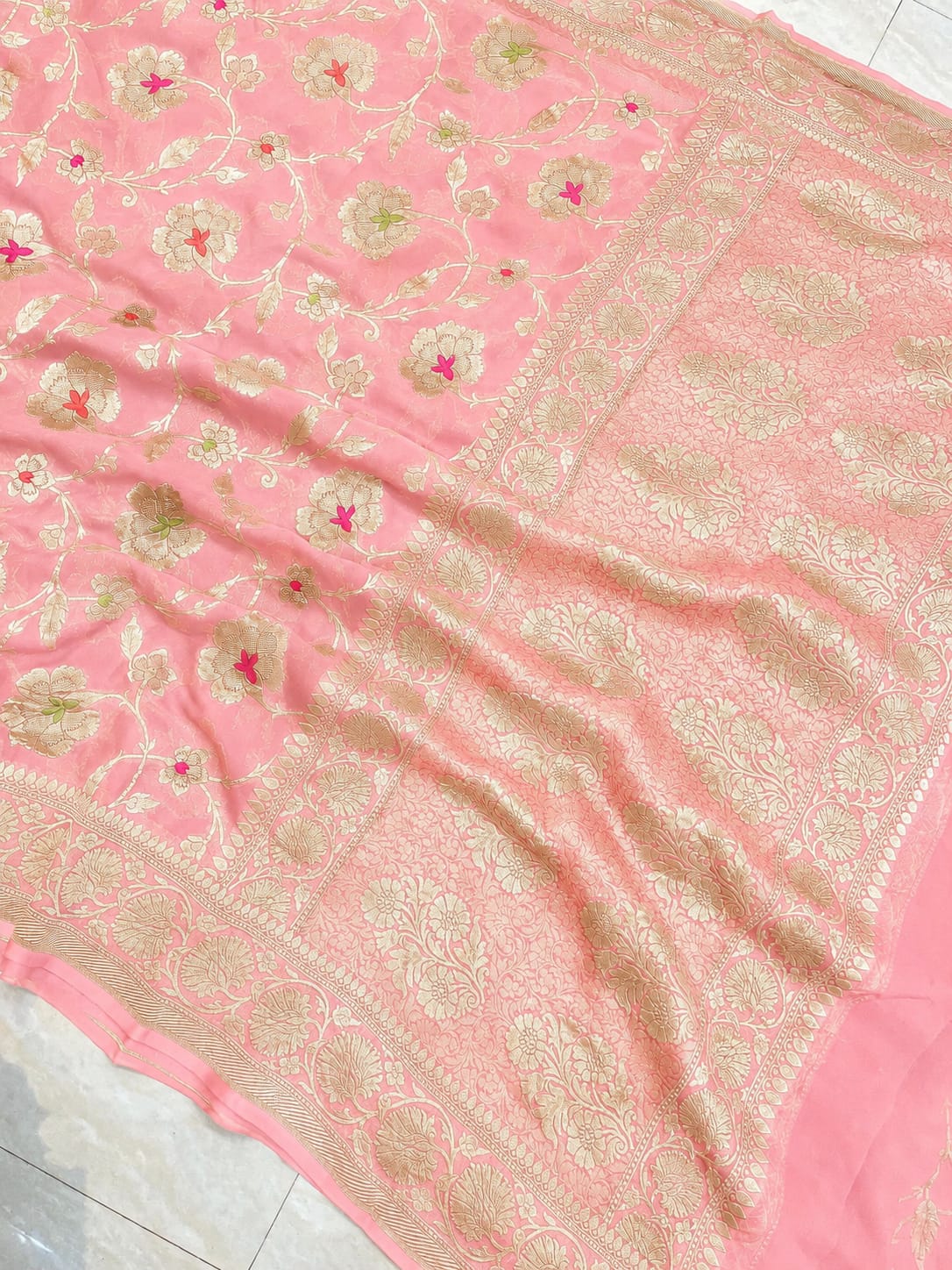 Banarasi Meendar Woven Semi Georgette Silk Saree – Timeless Elegance