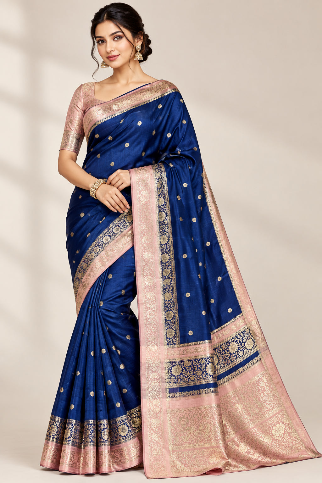 Premium Banarasi Raw Mango Silk Saree – Soft & Lightweight