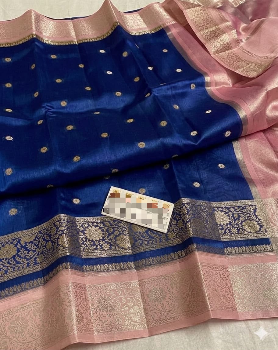 Premium Banarasi Raw Mango Silk Saree – Soft & Lightweight