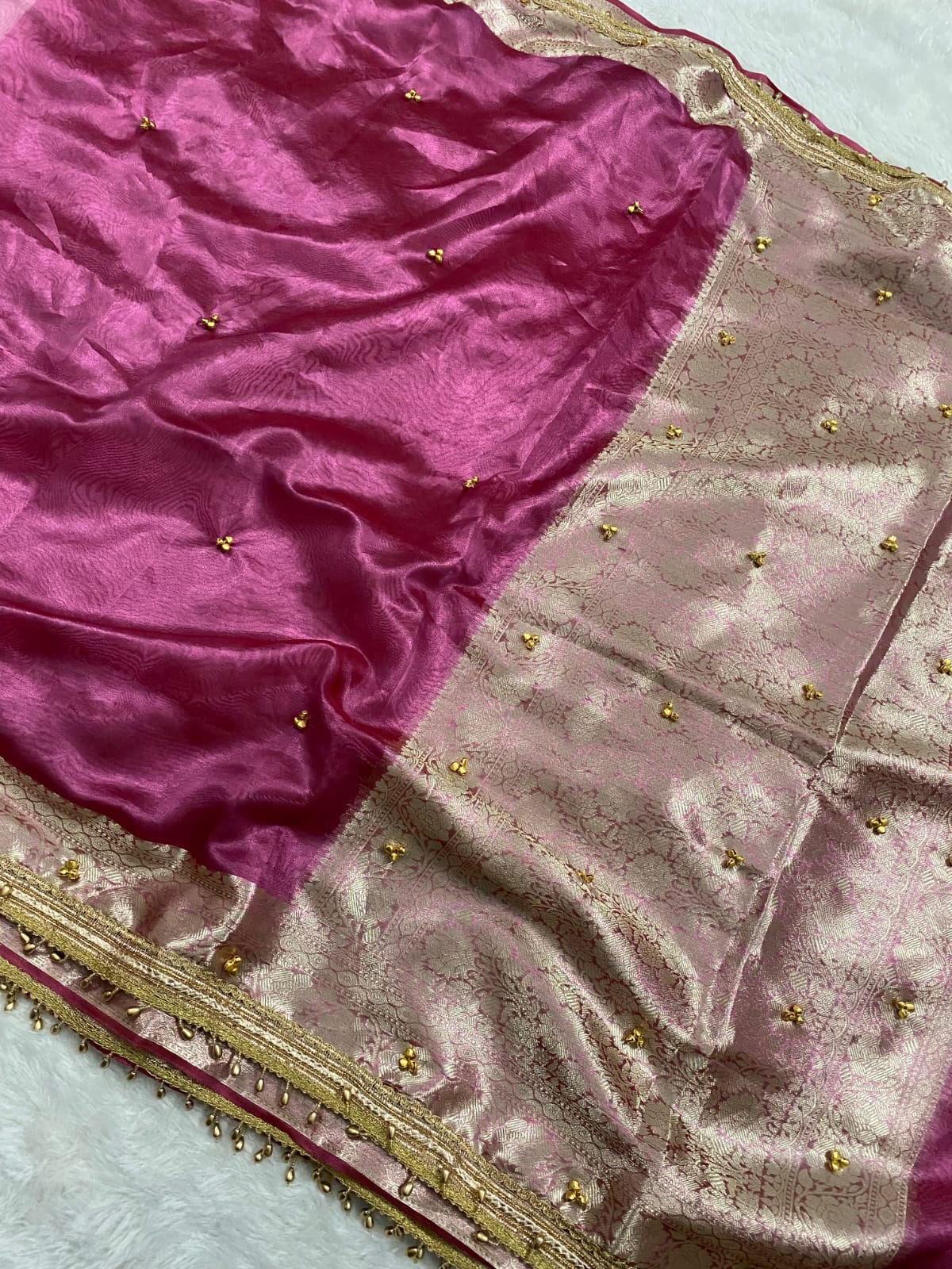 Trending Banarasi Tissue Silk Saree with Elegant Ghungroo Detailing