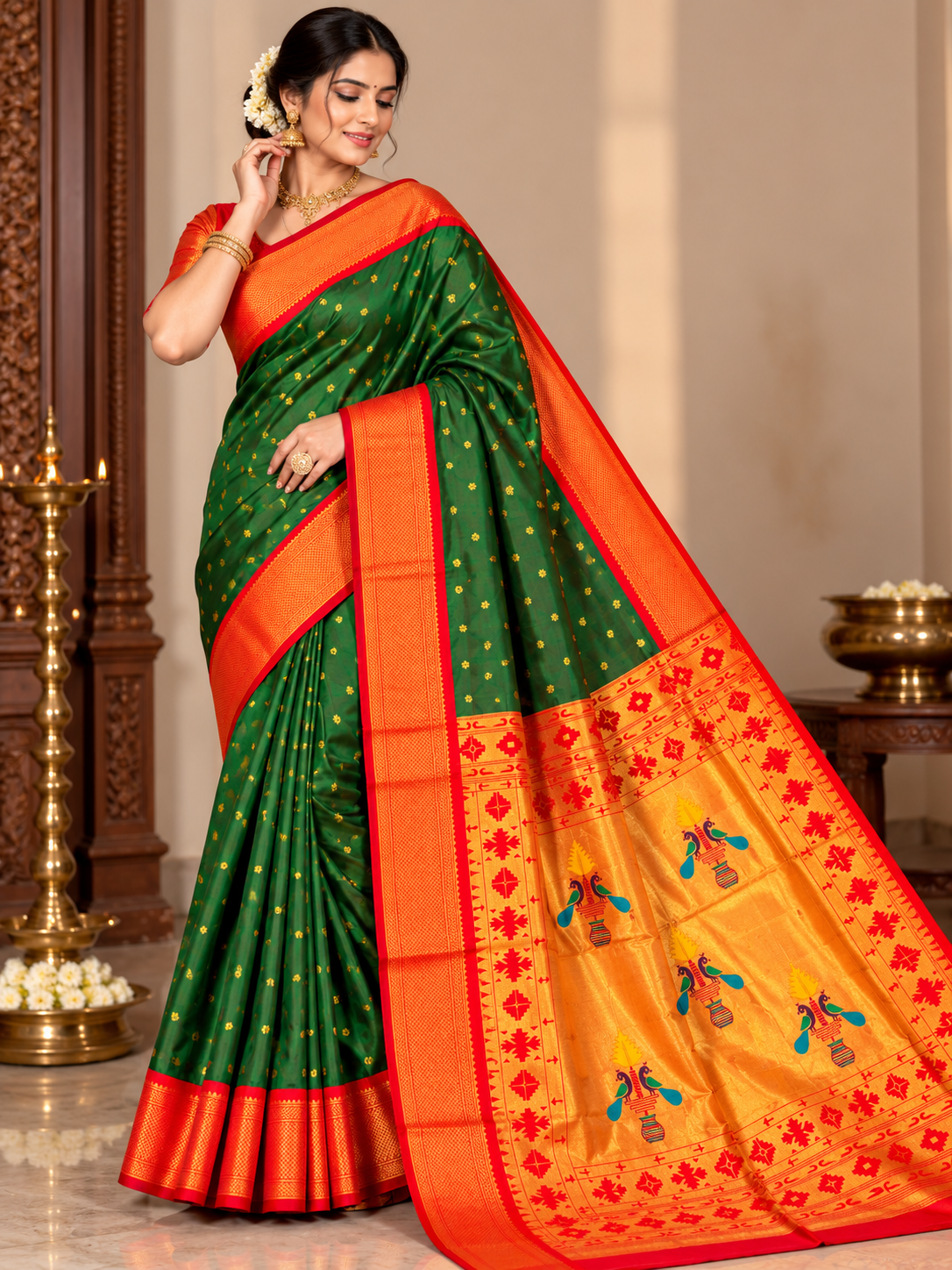 Royal Yeola Kalanjali Double Pallu Paithani Silk Saree