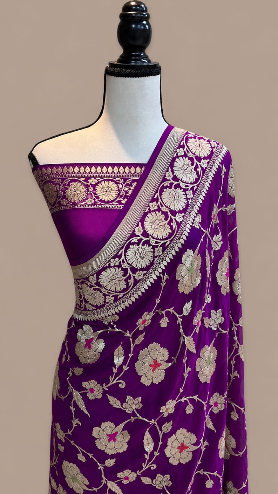 Banarasi Meendar Woven Semi Georgette Silk Saree – Timeless Elegance