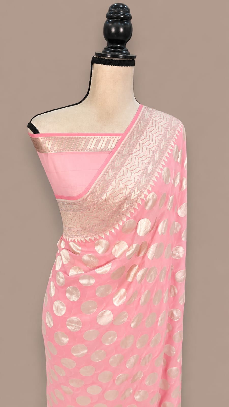 Premium Banarasi Semi Georgette Silk Saree – Elegant Water Zari Weaving