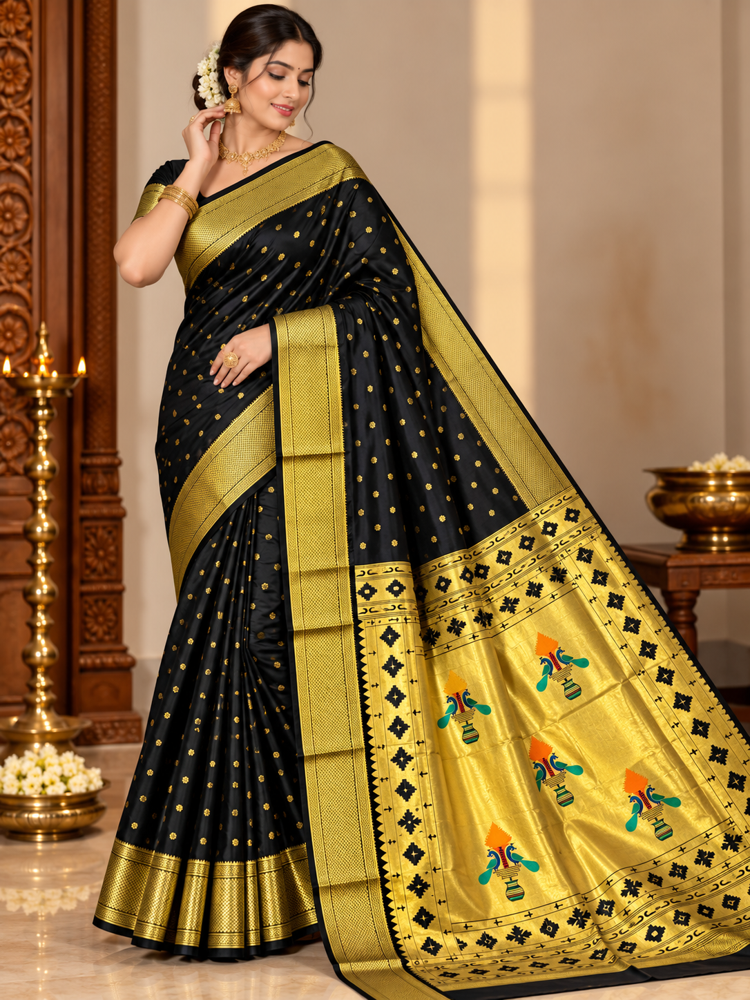 Royal Yeola Kalanjali Double Pallu Paithani Silk Saree