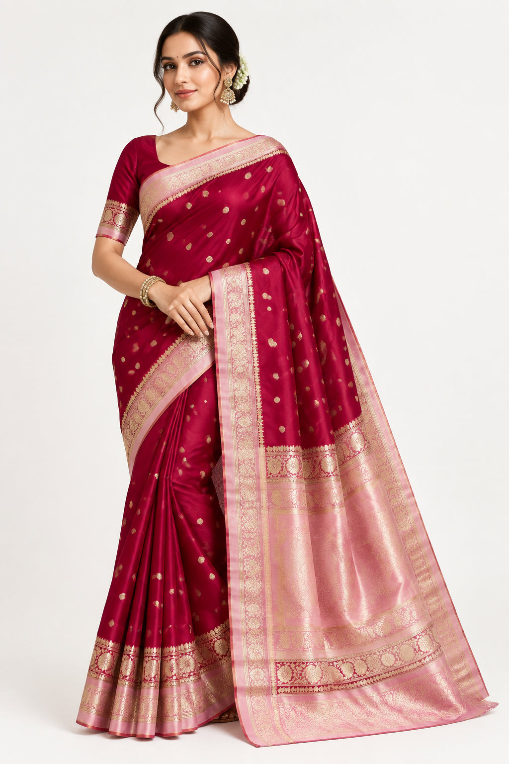 Premium Banarasi Raw Mango Silk Saree – Soft & Lightweight