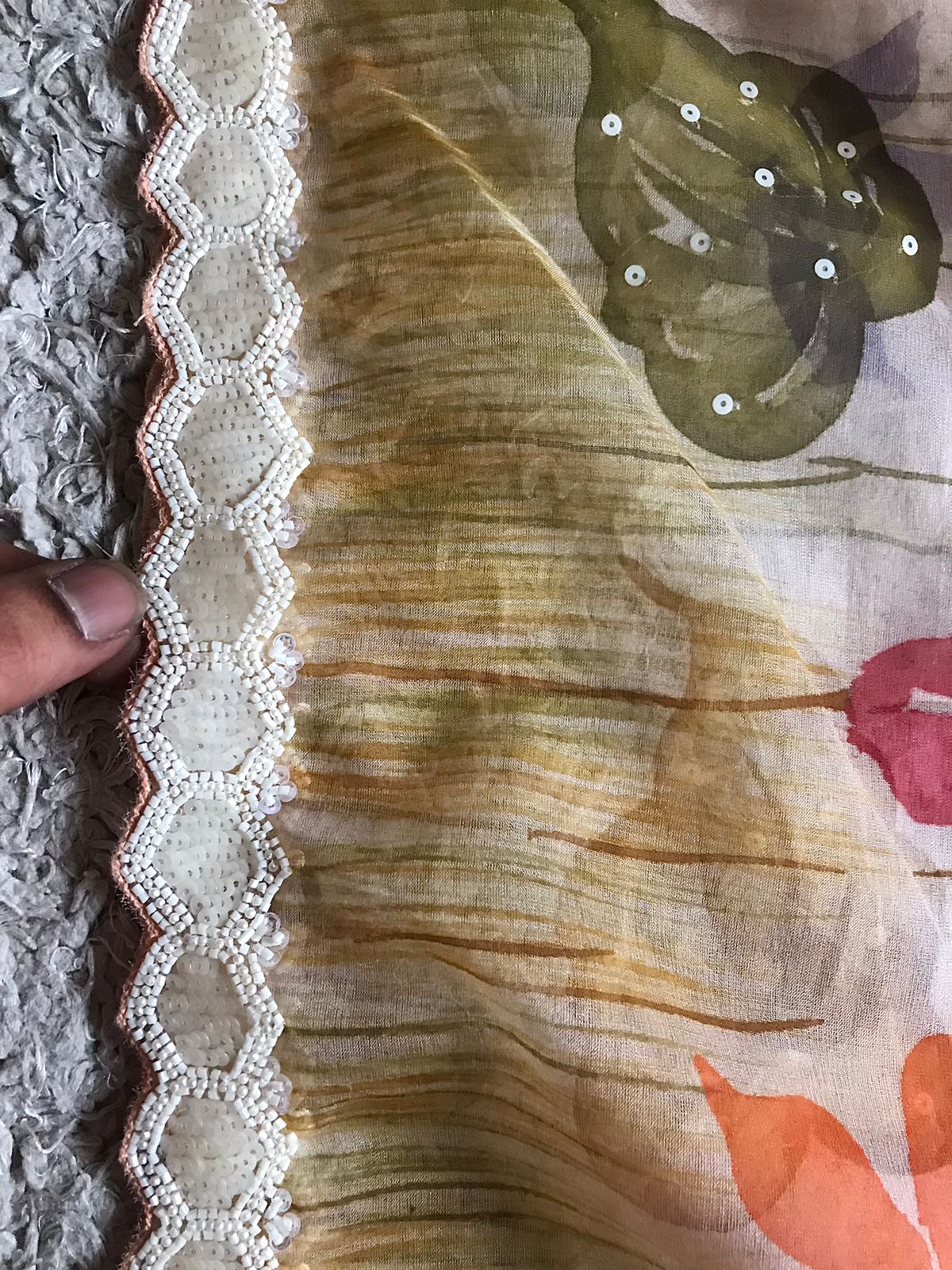 Soft Organza Silk Handpainted & Handwork Saree