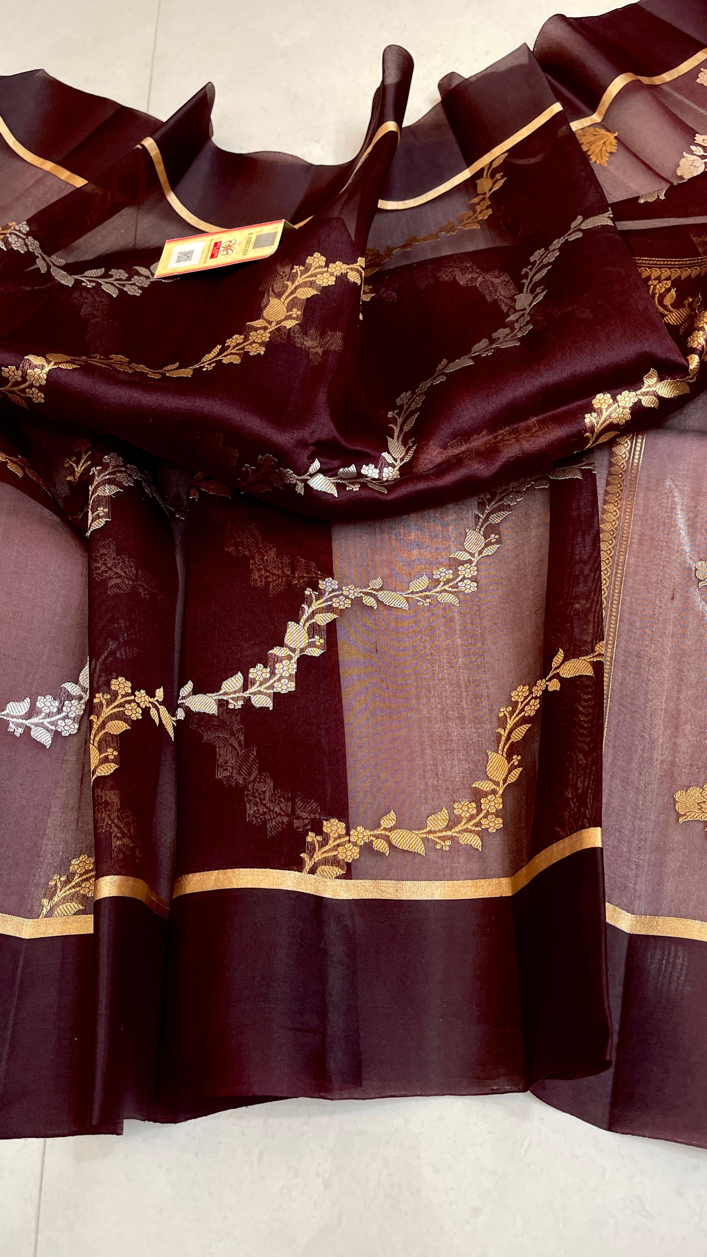 Banarasi Pure Handloom Kora Organza Silk Saree