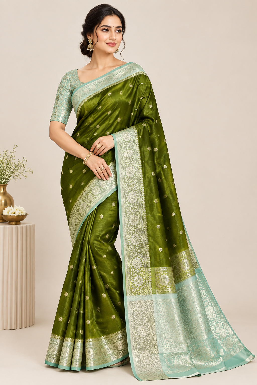 Premium Banarasi Raw Mango Silk Saree – Soft & Lightweight
