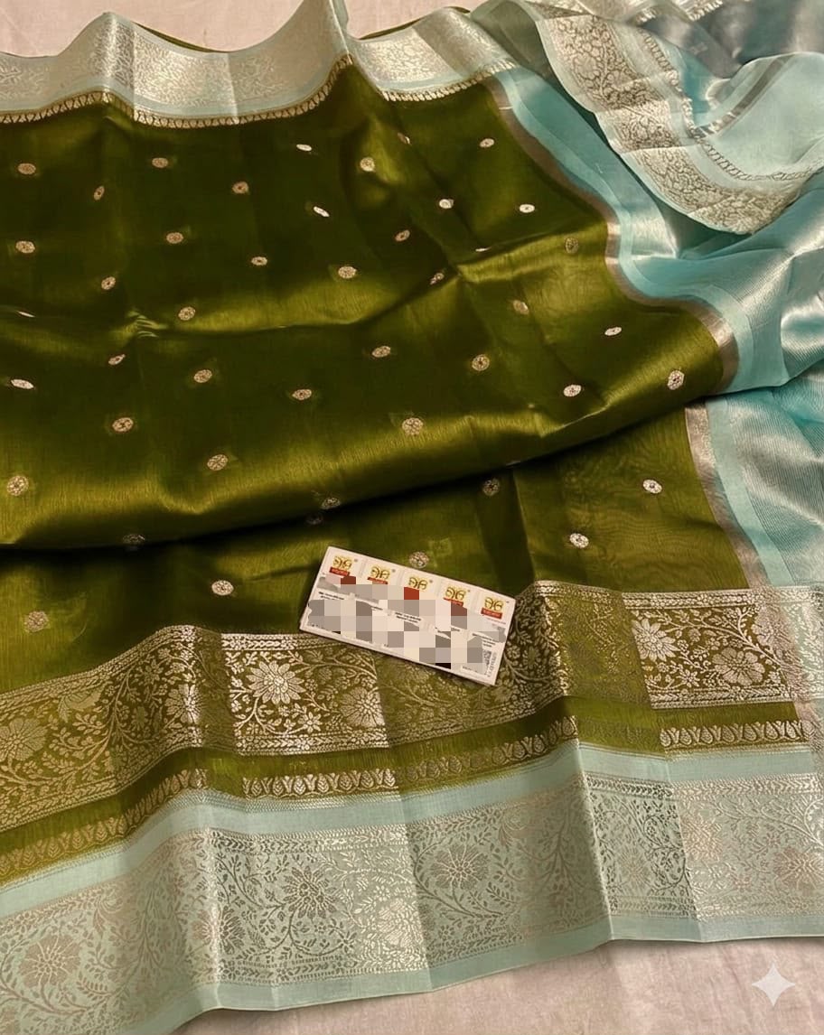 Premium Banarasi Raw Mango Silk Saree – Soft & Lightweight