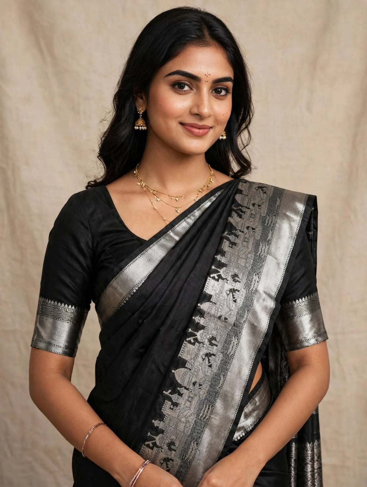Premium Banarasi Chiniya Silk Saree – Ganga Ghats Inspired Woven Elegance