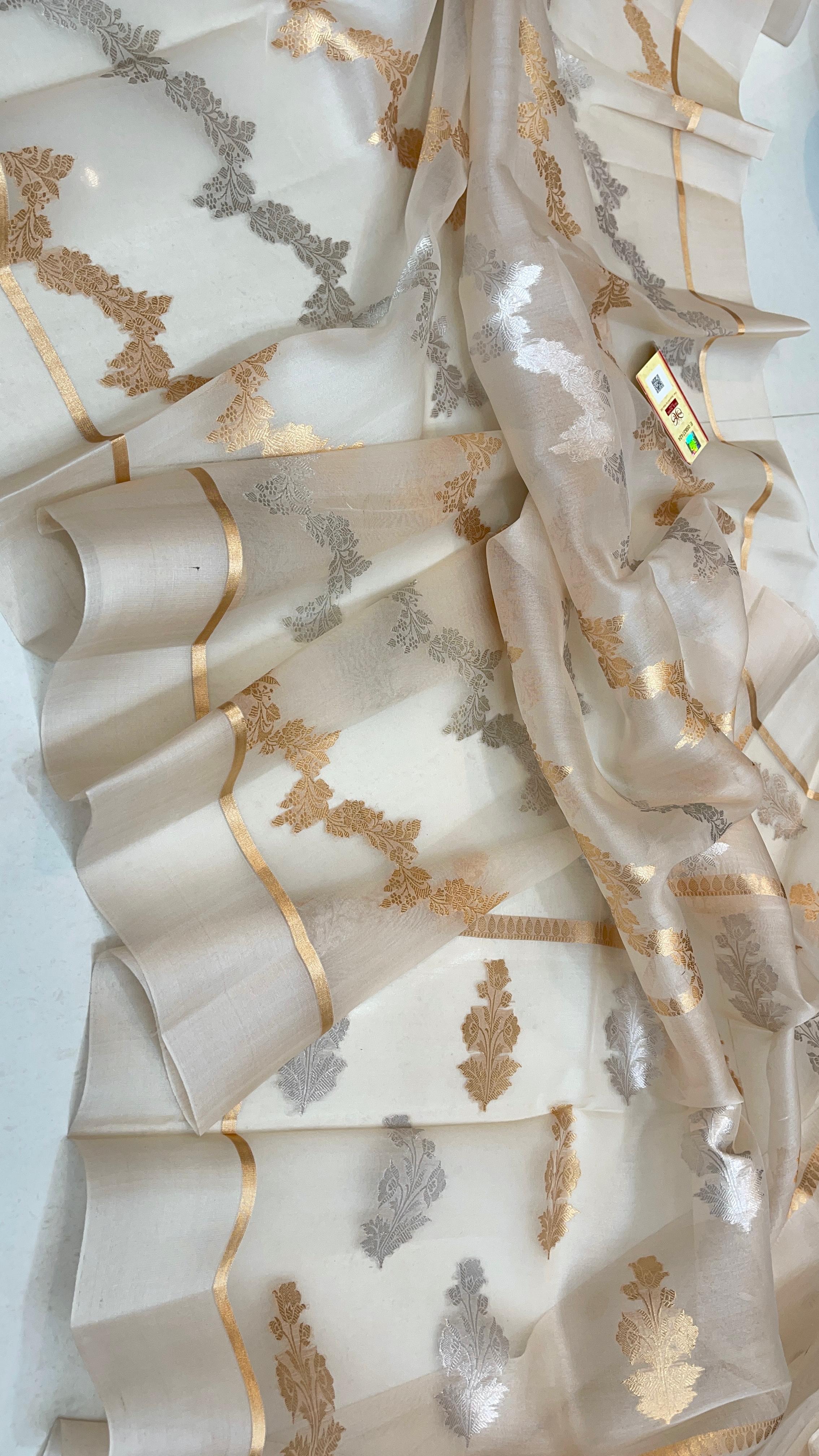 Banarasi Pure Handloom Kora Organza Silk Saree
