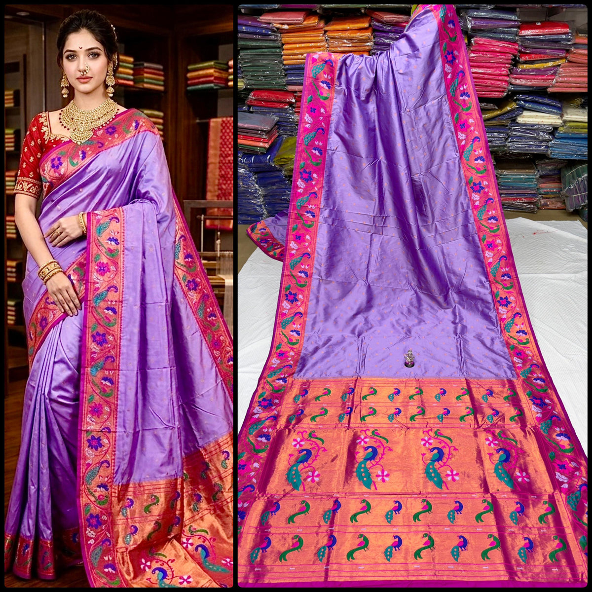 Maharani Pushpaa Paithani – Mor Popat Brocade Silk Saree