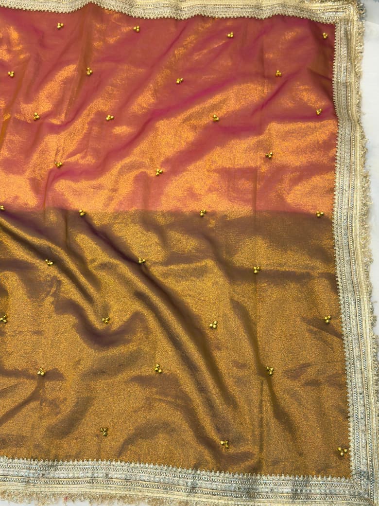 Banarasi Soft Tissue Silk Half & Half Shade Saree with Ghungroo Work