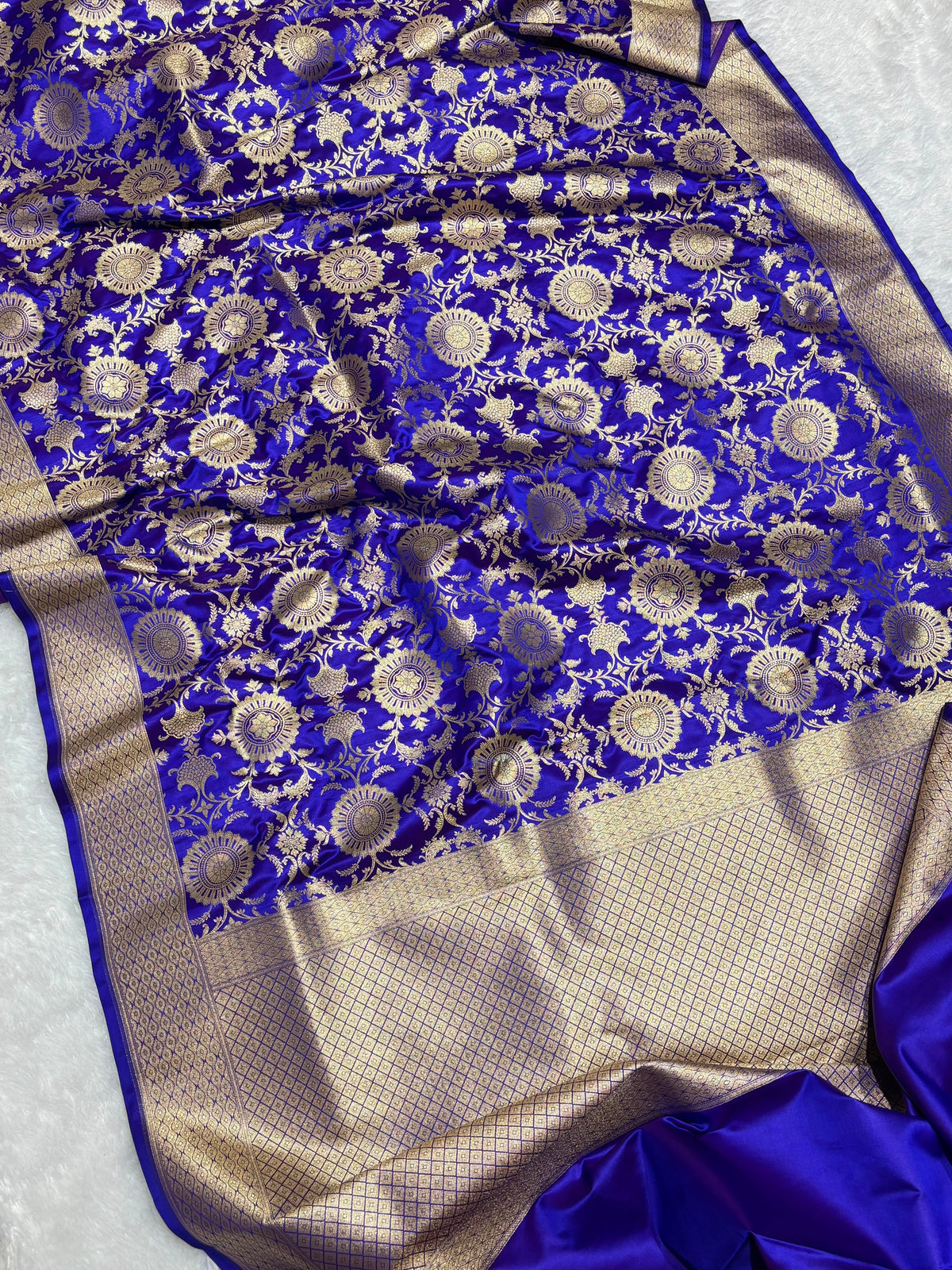 Banarasi Handloom Mashru Silk Saree with Golden Zari Jaal