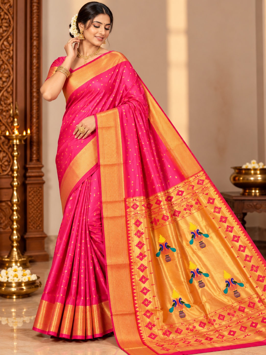 Royal Yeola Kalanjali Double Pallu Paithani Silk Saree
