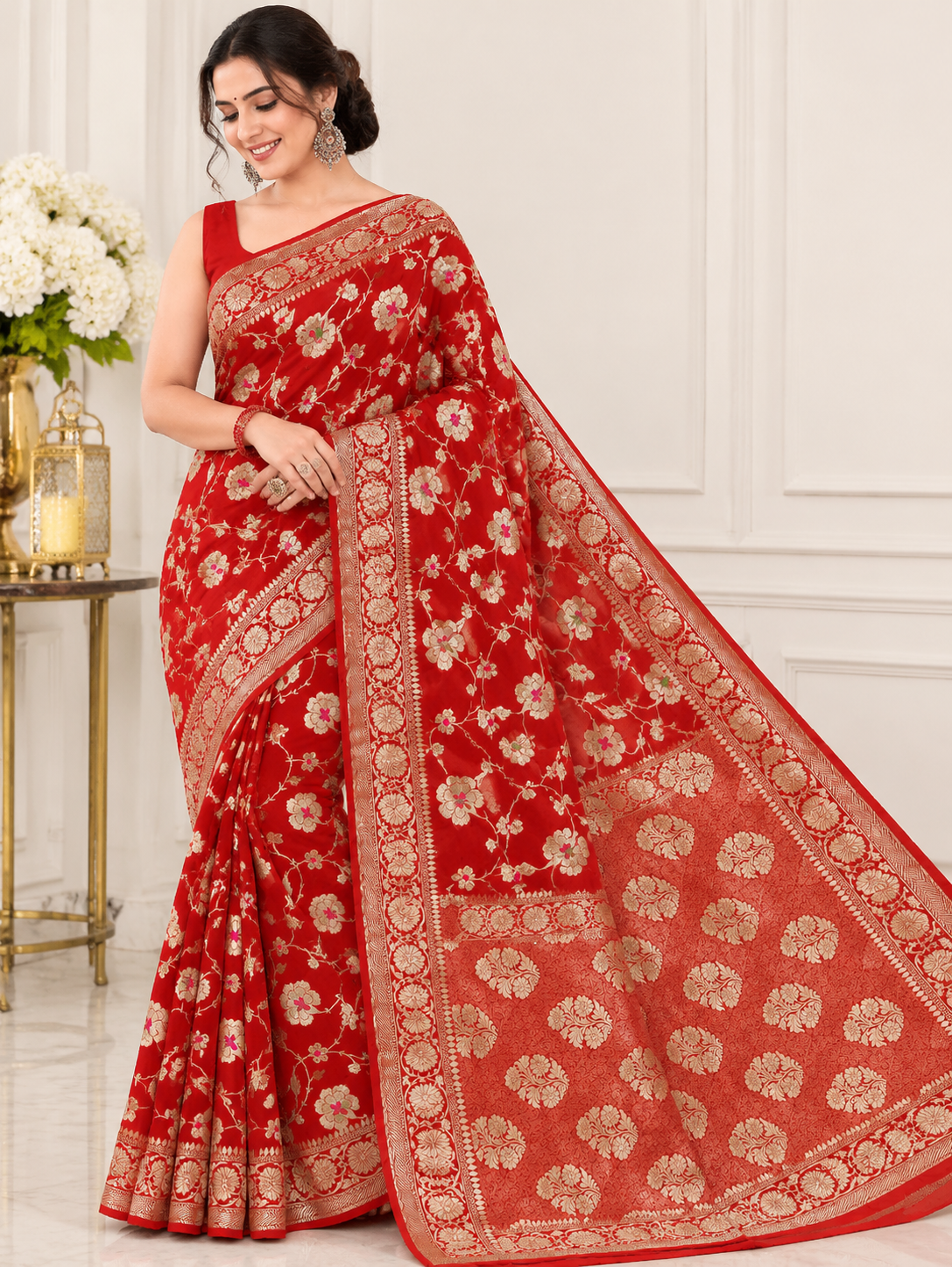 Banarasi Meendar Woven Semi Georgette Silk Saree – Timeless Elegance