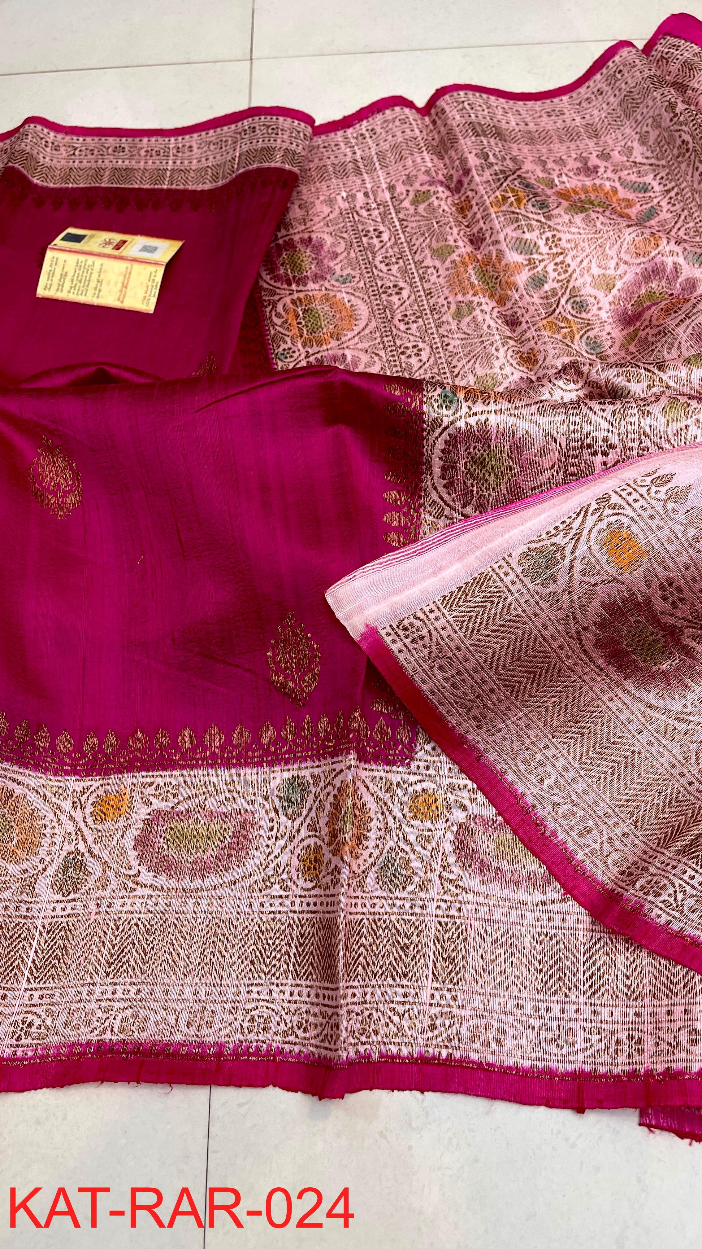 Exclusive Banarasi Raw Silk Handloom Saree – Handbrush Dye with Rich Pallu