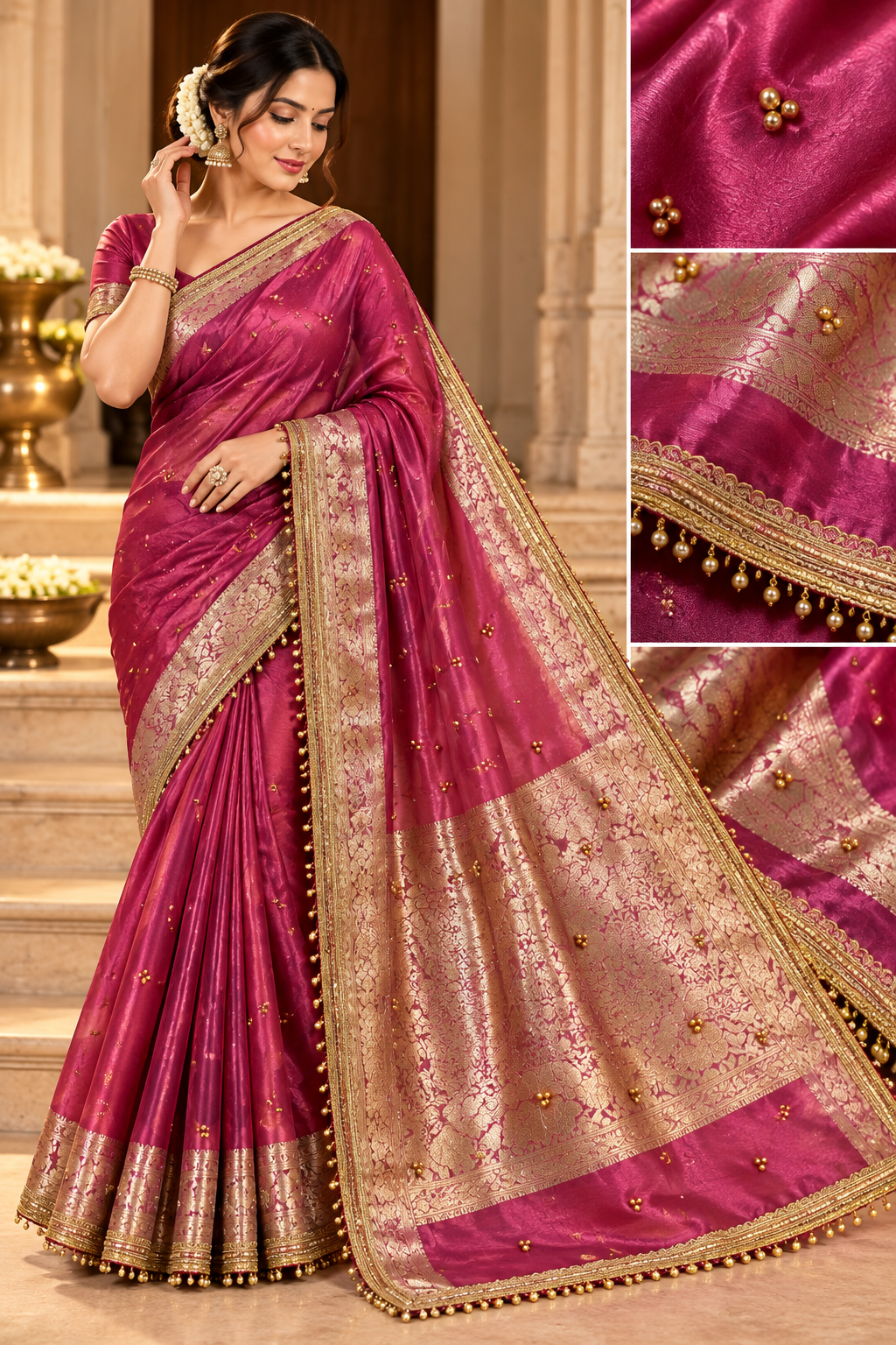 Trending Banarasi Tissue Silk Saree with Elegant Ghungroo Detailing
