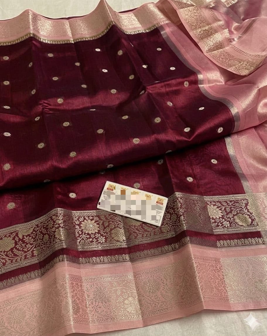 Premium Banarasi Raw Mango Silk Saree – Soft & Lightweight