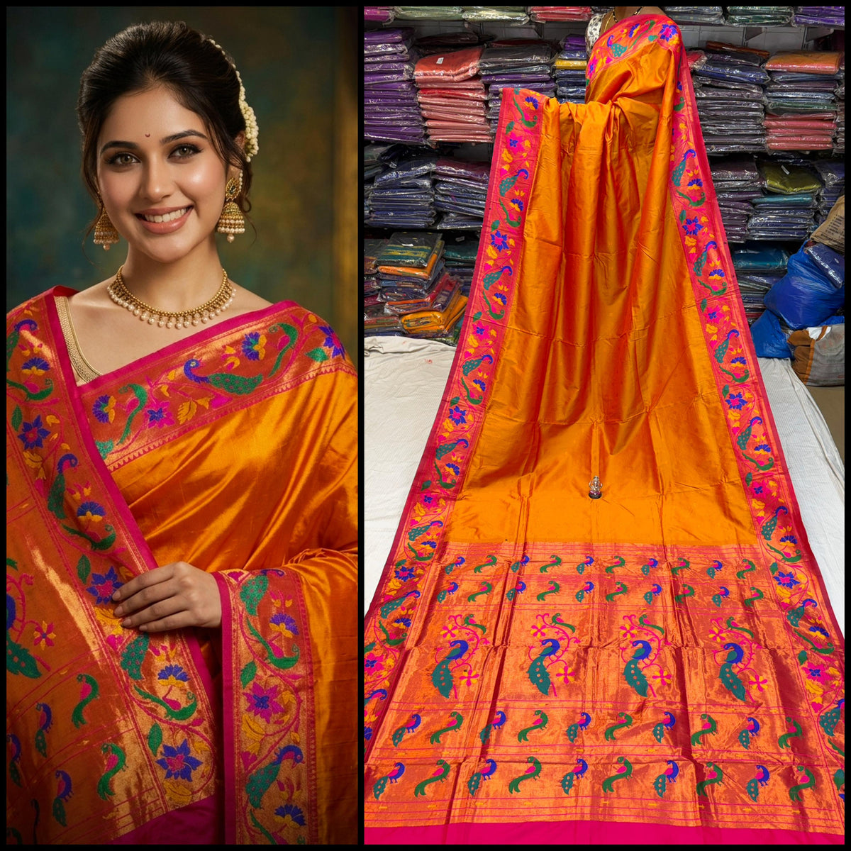 Maharani Pushpaa Paithani – Mor Popat Brocade Silk Saree
