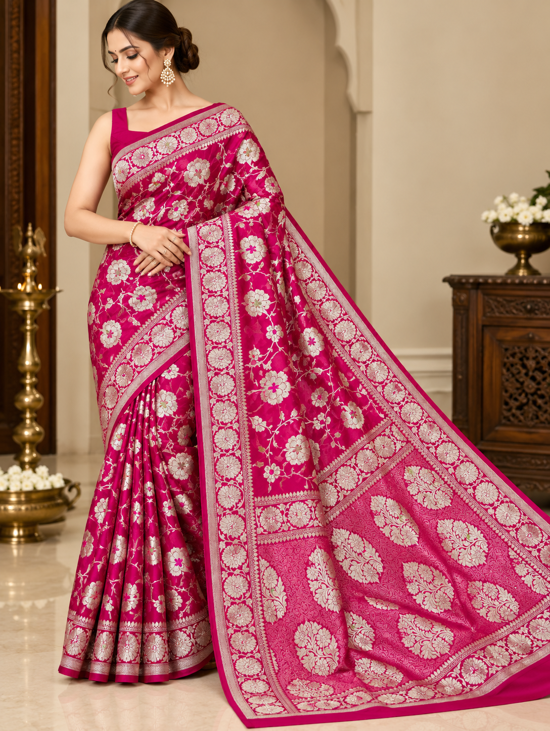 Banarasi Meendar Woven Semi Georgette Silk Saree – Timeless Elegance