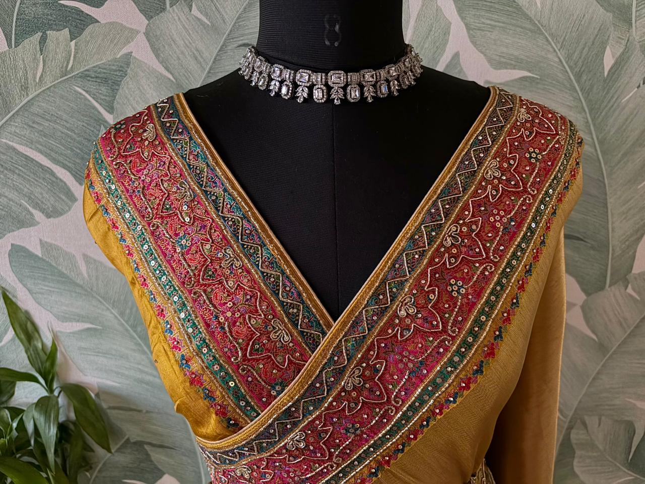 Heritage Kashmiri Pure Kani Silk Saree with Zari Weaving & Zardozi Handwork