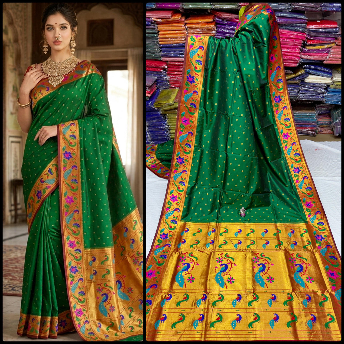 Maharani Pushpaa Paithani – Mor Popat Brocade Silk Saree